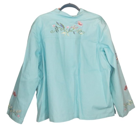 Quacker Factory Womens Light Weight Jacket Turquois Color Sewn Designs Size 2XL - Picture 5 of 9